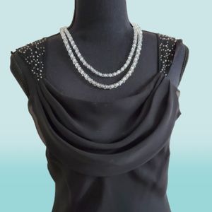 BLACK VINTAGE LIKE ASYMMETRICAL FORMAL SLIP DRESS -SIZE 6